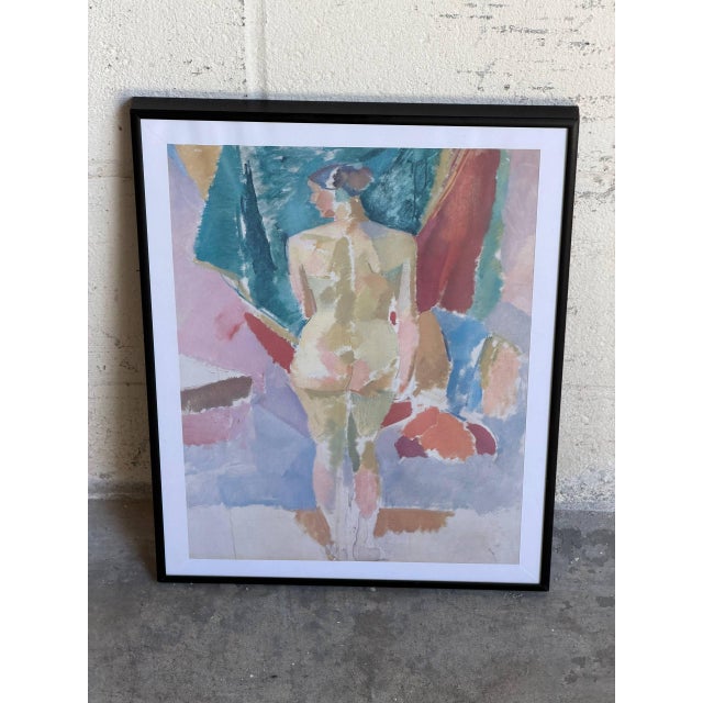 Tan Vintage Scandinavian Expressionist Female Nude Art Print Framed Wall Artwork For Sale - Image 8 of 8