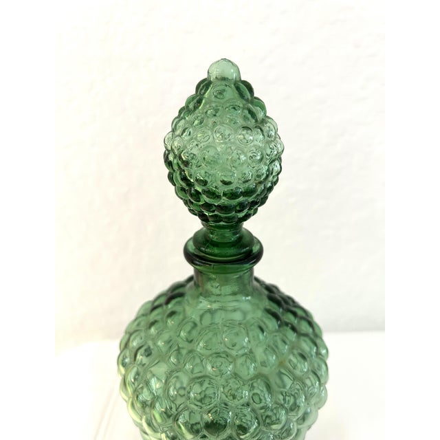Vintage Green Bubble Glass Decanter For Sale - Image 4 of 5