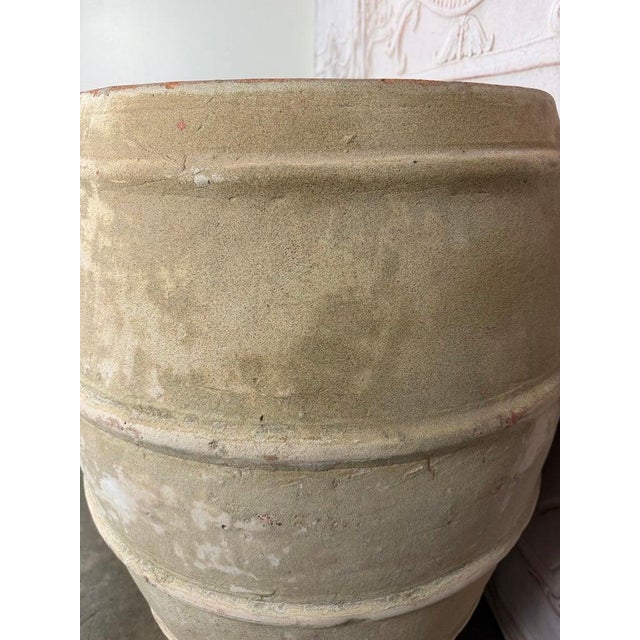 Early 21st Century Pair of French Style Olive Jar Planters - Terracotta Barrel Pots For Sale - Image 5 of 13