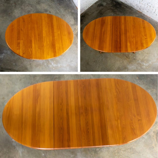 Late 20th Century Scandinavian Modern Teak Dining Table Expanding Oval Attr. To Skovby Furniture For Sale - Image 12 of 18
