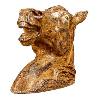Mid 20th Century Hand Painted Horse Head Sculpture For Sale