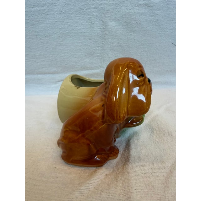 Ceramic 1940s Porcelain Hound Dog Puppy Planter For Sale - Image 7 of 10