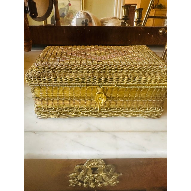 Brass Vintage Woven Brass Box For Sale - Image 8 of 11