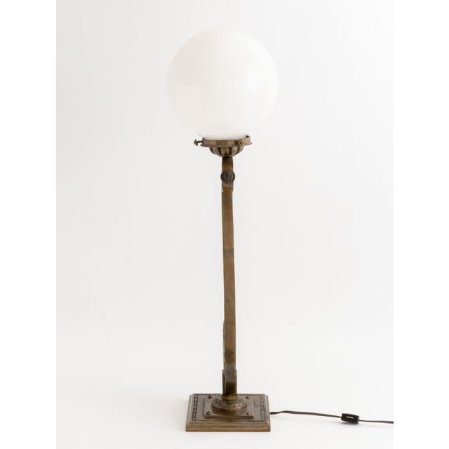 Early 20th Century Early 20th Century Art Deco Bronze Scroll Form Lamp For Sale - Image 5 of 7