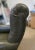 Beautiful like-new custom lounge chair upholstered in a rich olive color leather with antique bronze nailhead detailing...