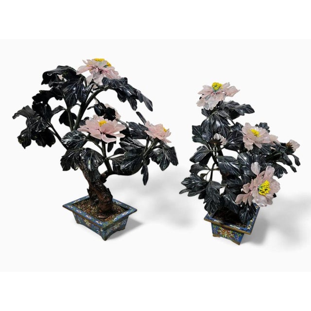 Copper 20th-Century Bonsai Trees in Agate, Crystal, and Nephrite Jade, 1950s For Sale - Image 8 of 17