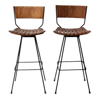 Mid-Century Stools Pair For Sale