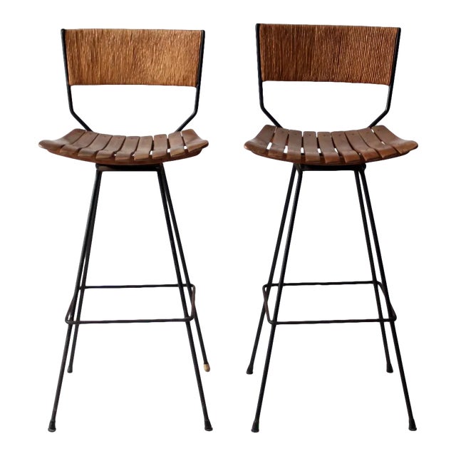 Mid-Century Stools Pair For Sale