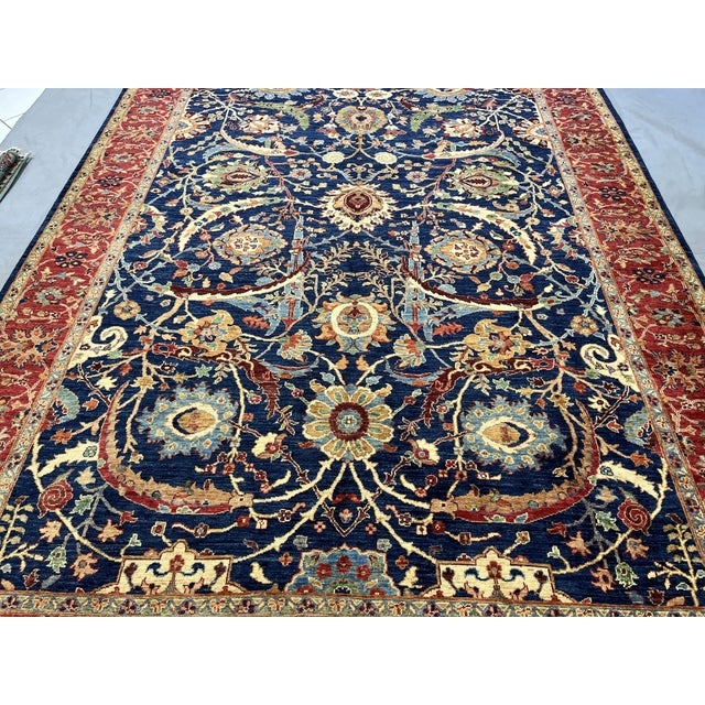 Navy Blue Bijar Persian Style Floral Wool Rug, 8' X 11' For Sale - Image 4 of 14