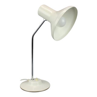 Space Age German Adjustable Desk Lamp in White Metal and Chrome, 1970s For Sale