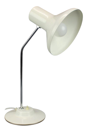 Space Age German Adjustable Desk Lamp in White Metal and Chrome, 1970s