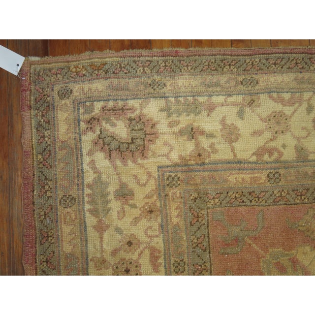 Pink Square Antique Turkish Oushak Square Rug - 11'10" x 12'5" For Sale In New York - Image 6 of 6