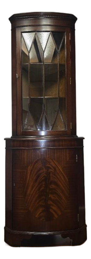 1960s Georgian English Mahogany Inlaid Corner Cabinet