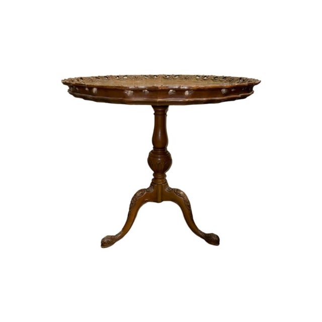 Chippendale Mid Century Chippendale Style Round Pie Crust Accent Table For Sale - Image 3 of 5