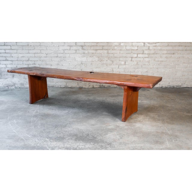 1970s Mid-Century Modern Live Edge Solid Wood Bench For Sale - Image 15 of 18
