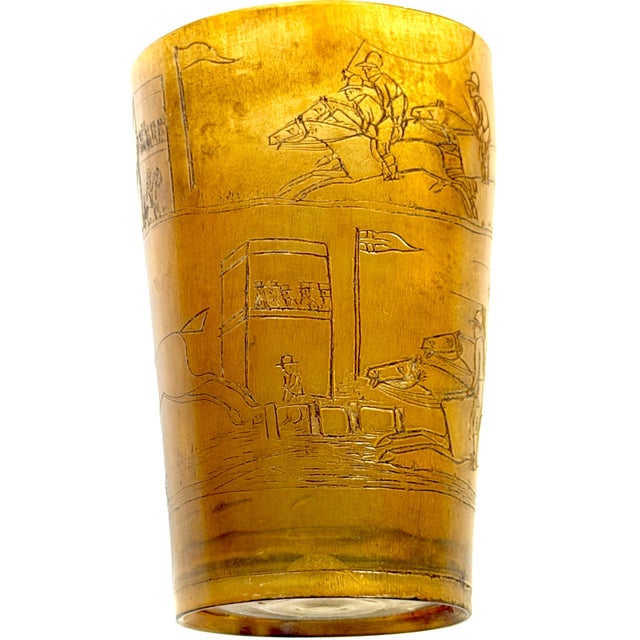 English Georgian Sporting Cow Horn Beaker, Continuous Steeplechase Race For Sale - Image 4 of 13