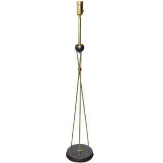 Vintage Tommi Parzinger Style Brass and Gun Metal Floor Lamp Mid Century Modern Restored For Sale
