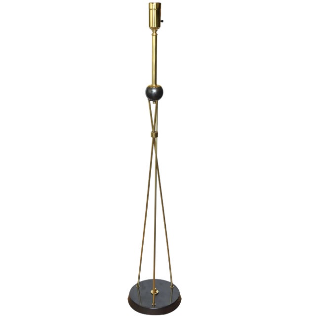 Vintage Tommi Parzinger Style Brass and Gun Metal Floor Lamp Mid Century Modern Restored For Sale