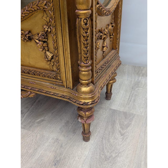 Wood Baroque Style Illuminated Gilded Display Cabinet For Sale - Image 7 of 18
