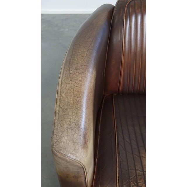 Animal Skin Cowhide Leather Delta Chesterfield Aviator Armchair For Sale - Image 7 of 16
