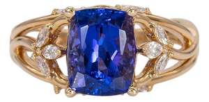 2.7Ct Tanzanite Ring With Lab Grown Diamond Accents: Solid 14k Gold, Size 6.75
