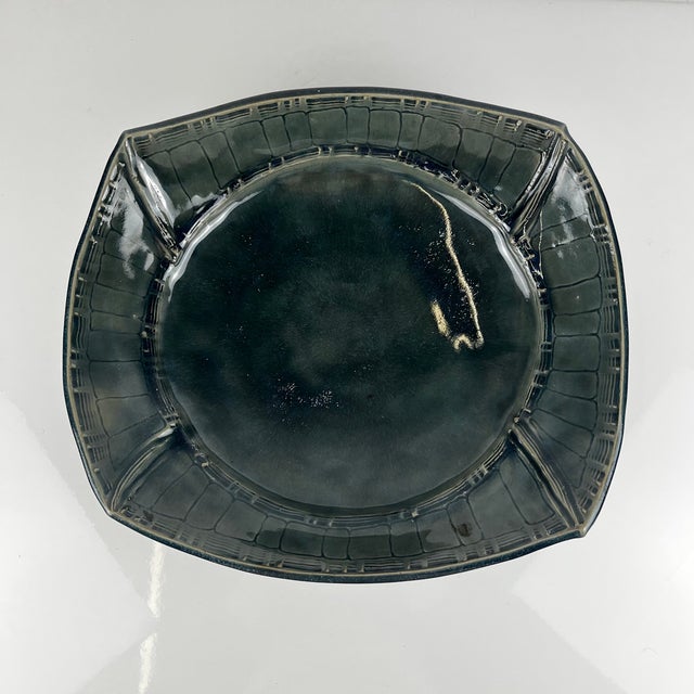 Dark Blue and Green Glazed Ceramic Bowl by Pierre Baey, 1960s For Sale - Image 6 of 11