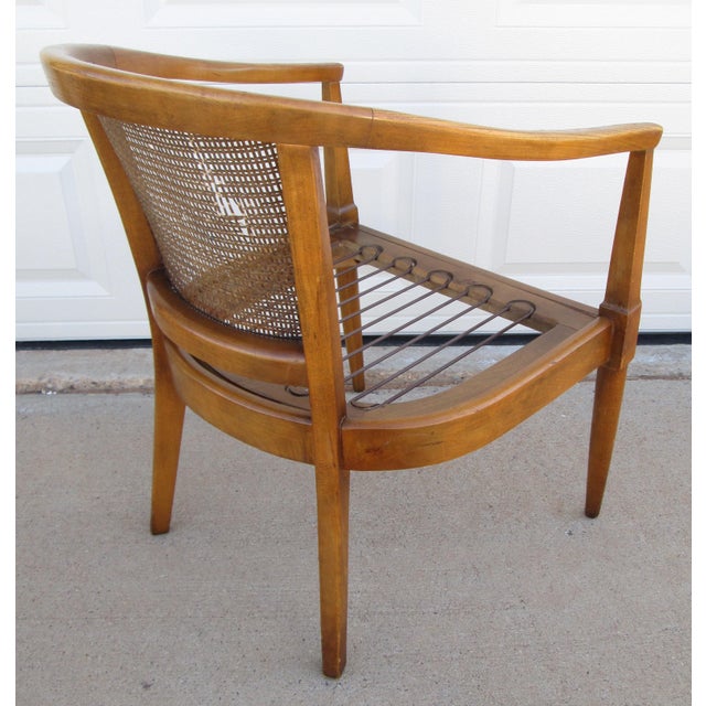 Wood Mid 20th Century American of Martinsville Barrel Back Cane Arm Chair For Sale - Image 7 of 16