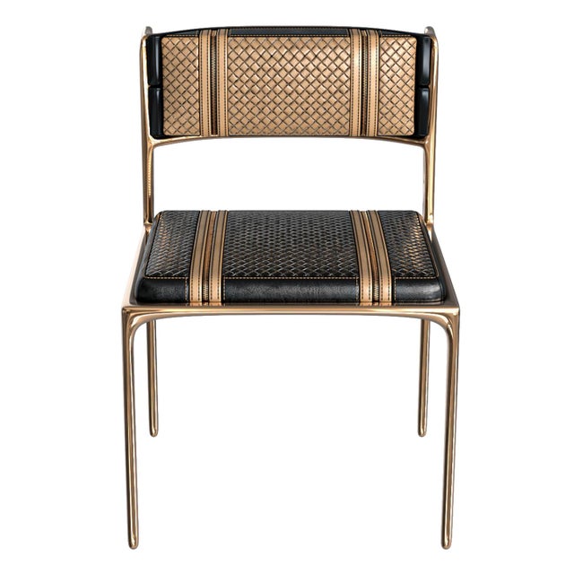 "Devonshire" Chair With Bronze and Tailor Made Leather For Sale - Image 4 of 11