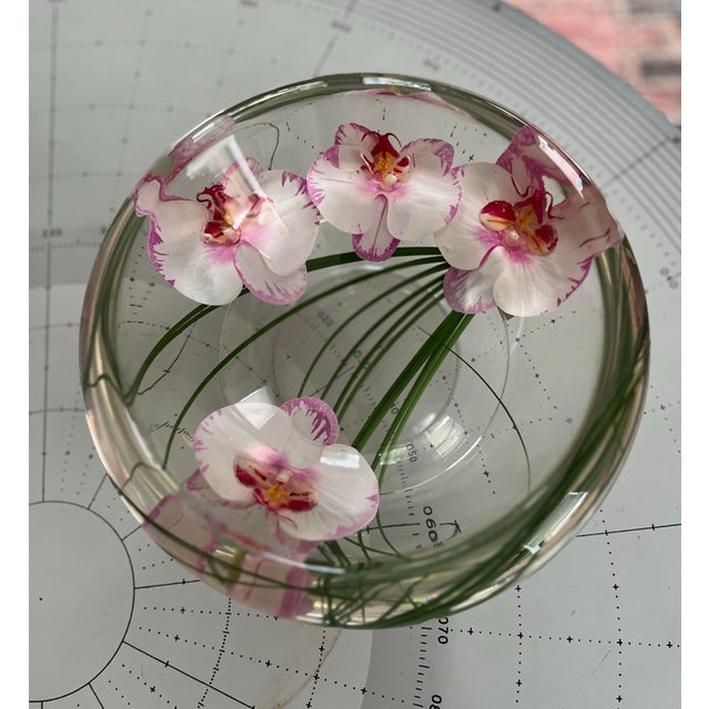 Emilio Robba White & Pink Phalaenopsis Orchid Centerpiece Resin Bowl For Sale In Houston - Image 6 of 9