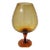 1970s Empoli Amber Glass Optic Ribbed Pedestal Snifter Vase For Sale