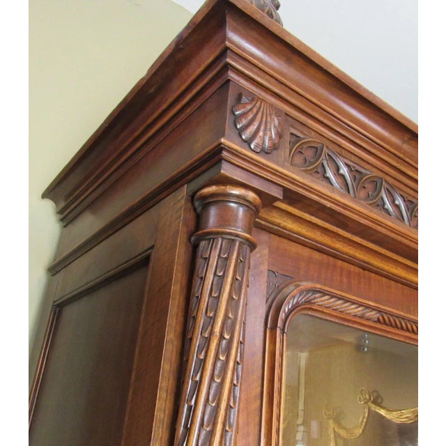 Wood Early 20th Century English Gothic Style Walnut Bookcase For Sale - Image 7 of 13