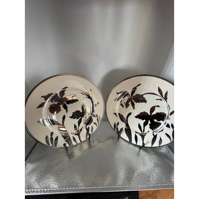 Mid-Century Modern Mid 20th Century Exquisite Carole Stupell Silver Flower Plates - a Pair For Sale - Image 3 of 4