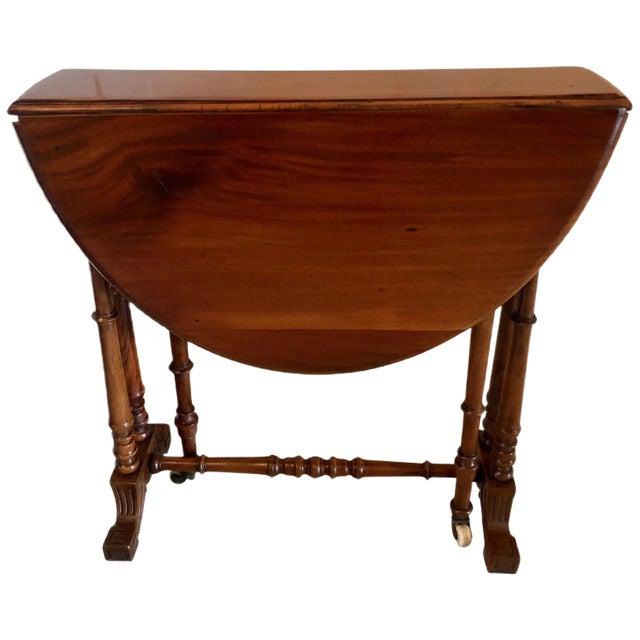 Small Antique Victorian Walnut Drop-Leaf Sutherland Table For Sale