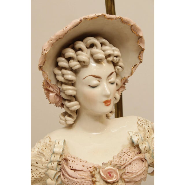 Vintage Porcelain Figurine Table Lamps - A Pair For Sale - Image 11 of 13