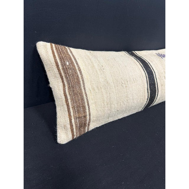 Turkish Hemp Pillow Cushion Natural Beige Black Cushion Cover 14x45 #18007 Enhance your home decor with our Kilim Pillow...