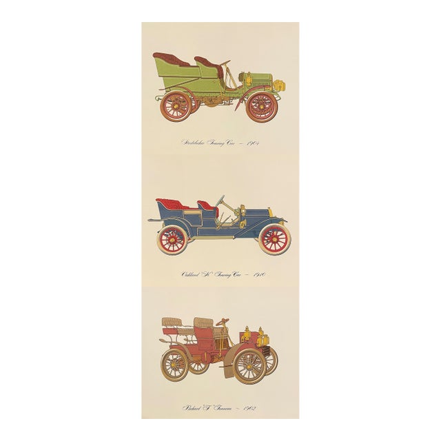 Antique Automobiles Lithograph - Set of Three For Sale