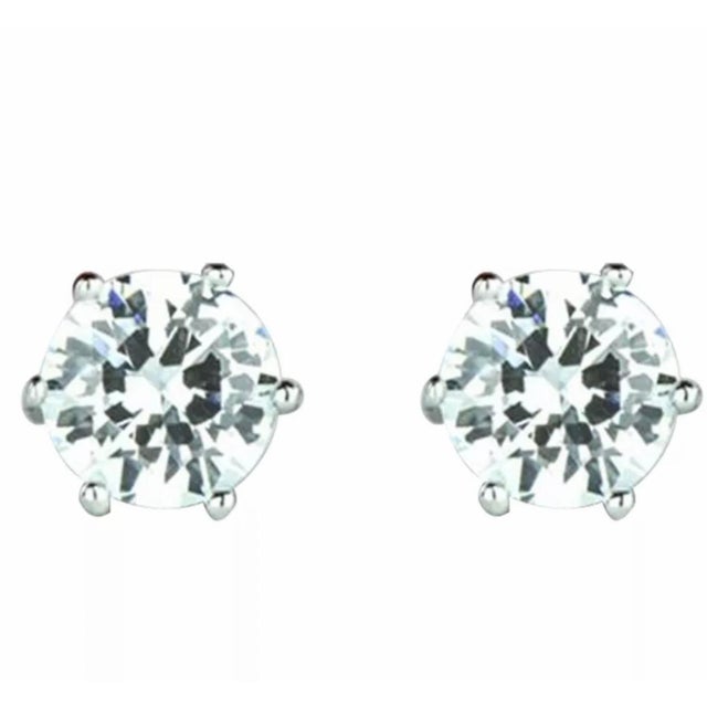 1.0 Carat Diamond Solitaire Stud Earrings 6 Prongs Screw Back 18 Kt White Gold For Sale - Image 17 of 18
