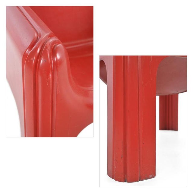Red Plastic Armchairs by Gae Aulenti for Kartell, Set of 3 For Sale - Image 6 of 11