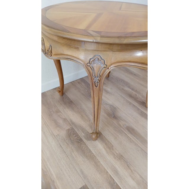 French Country Country French Round Walnut Accent Table For Sale - Image 3 of 6