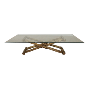 Vintage Italian X-Form Glass Top Coffee Table