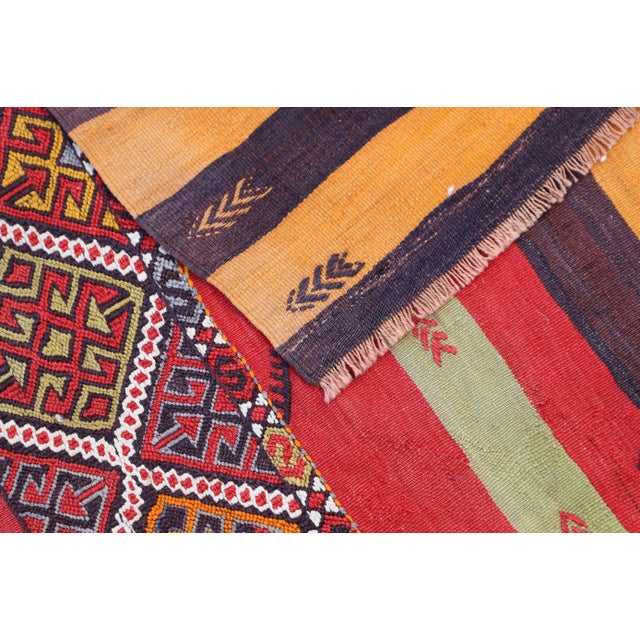 Orange 1960s Anatolian Ethnic Design Hand Knotted Natural Kilim Rug For Sale - Image 8 of 10
