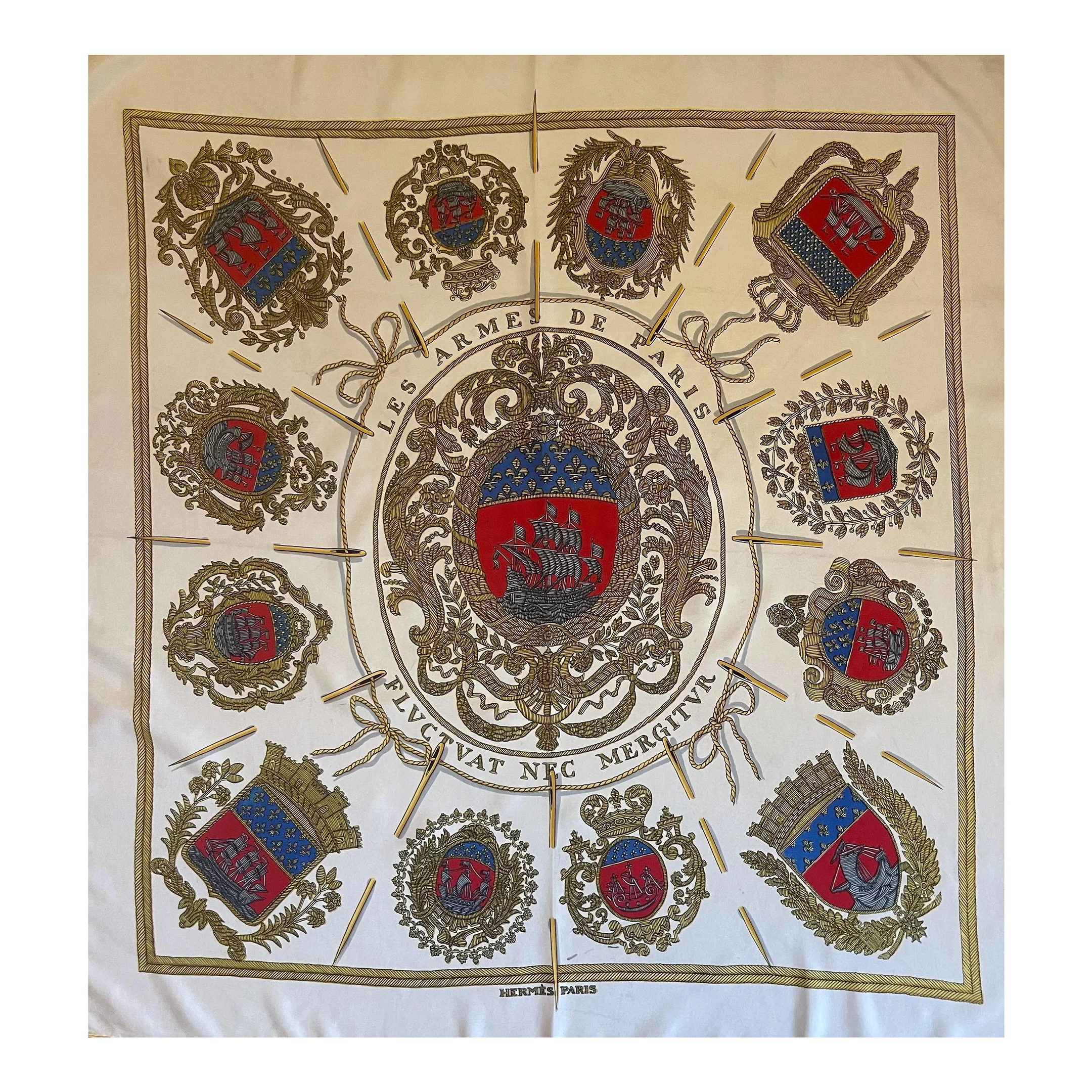Hermès Silk Scarf “Les Armes De Paris” 2, 1954 | Chairish
