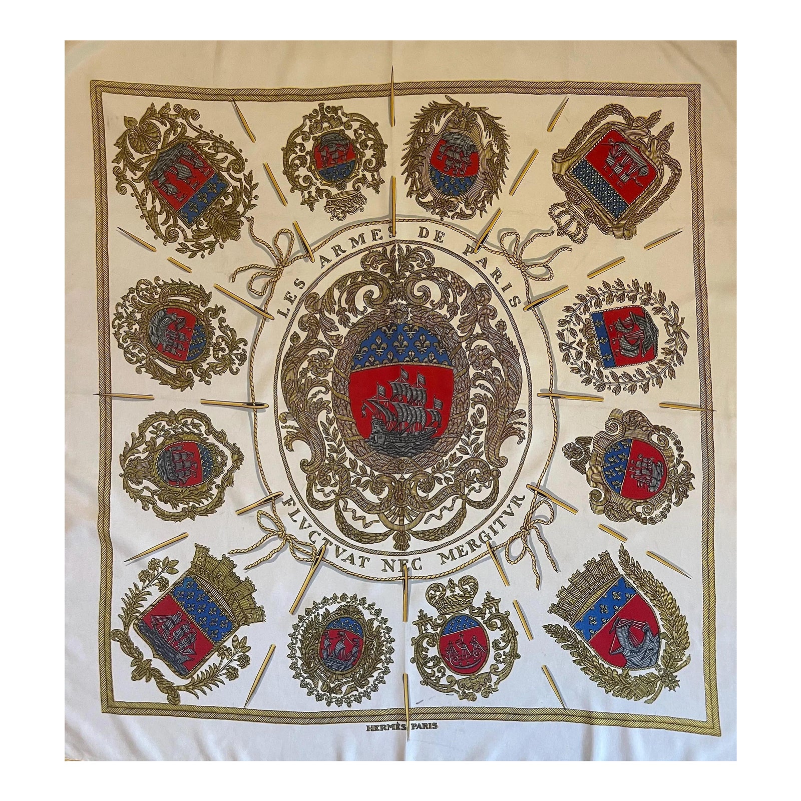 Hermès Silk Scarf “Les Armes De Paris” 2, 1954 | Chairish