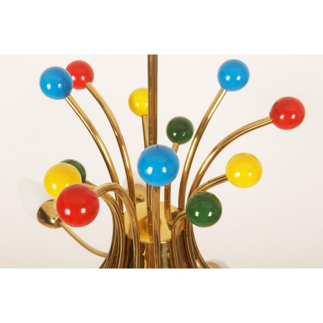 Mid-Century Brass Opaline Glass Chandelier by Rupert Nikoll, 1955 For Sale - Image 10 of 14