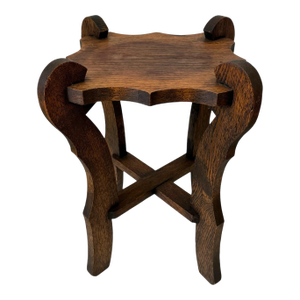 Vintage Arts & Crafts Plant Stand Petite Oak Side Table