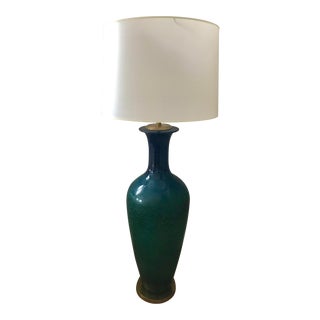 1960s Blue & Green Glazed Ceramic Floor Lamp For Sale