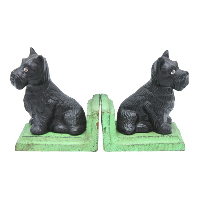 Vintage Scottie Dog Cast Iron Bookends For Sale