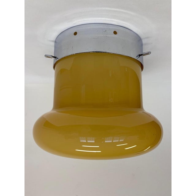 Mid-Century Hotel Design Ceiling Lamp in Glass and Metal, Czechoslovakia, 1970s For Sale - Image 6 of 11