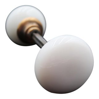 Pair of Vintage Round Milk Glass Door Knobs For Sale