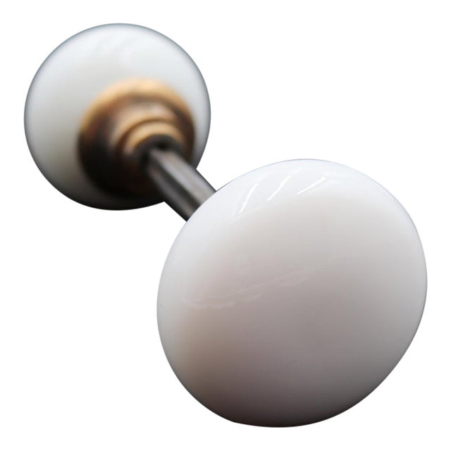 Pair of Vintage Round Milk Glass Door Knobs For Sale